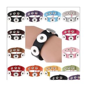 Charm Bracelets Chunk Punk Leather Bangle Drill Fit For Noosa Snaps Button Interchangeable Drop Delivery Jewelry Dhqn6