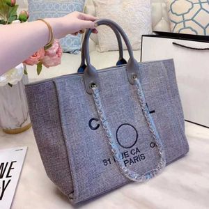 Borsa da spiaggia di perle ricamate a mano di lusso da donna Grandi zaini da donna Zaini da sera con catena in tela 7812