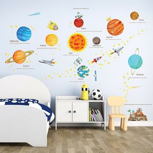 Adesivo de planetas do espaço para quarto infantil adesivo de planeta dos desenhos animados decoração de quartos de crianças sistema solar adesivos de parede para crianças