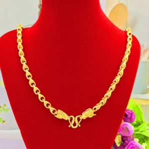 Men Necklace Chain Solid Fashion Trendy Real 18k Yellow Gold Filled Male Hip Hop Clavicle Jewelry Gift