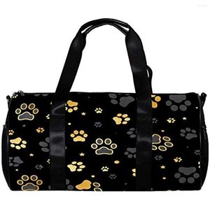 Duffel Bags Gold Dog Print And Star Sports Bag Travel Tote Carry On Weekender Gym Overnight For Men & Women