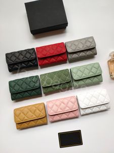 2023 Luxusmarke CC -Karteninhaber Neue Brieftasche Klassiker geprägter Kaviar Plaid Box