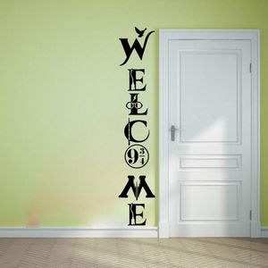 Grande Welcome Harr Y Porta Adesivo de Parede Anime Manga Hero Family Hello Quote Decalque de Parede Sala de Estar Vinil Decoração de Casa