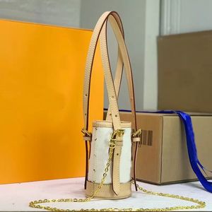 2023 Colored Mini Bucket Bag Chain Crossbody Bags Women Vintage Handbag Wallet Canvas Leather Handle Classic Letter Barrel Shape