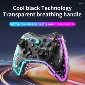 Kontrolery gier bezprzewodowy kontroler gamepad dla przełącznika pro lite OLED Crystal kolorowy światło Bluetooth Uchwyt komputerowy Android