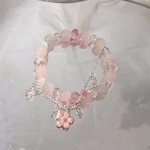 Kasuga Letter ~ Little Peach Blossom Bransoletka z koralikami 2023 Nowa modna niszowa projekt Sakura Premium Bransoletka
