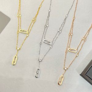 Double loop necklace for woman designer diamond luxury Sterling Silver highest counter quality Never fade gift for girlfriend with box 004