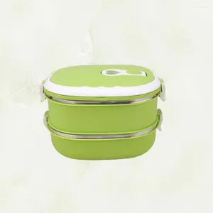 Dinnerware Sets Double Layer Stainless Steel Lunch Box With Leakproof Lid And Great Insulation Effect For Students Workers