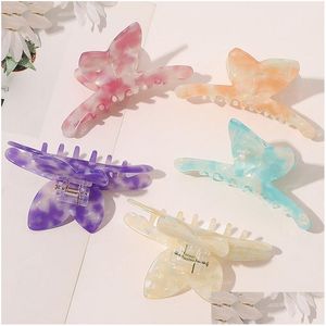 Clamps Acetate Butterfly Hair Claw Sweet Hairpin Geometric Acrylic Barrettes Styling Tools Women Girls Accessories Drop Delivery Jew Dhld4