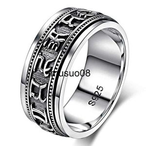 Band Rings Unibabe 925 Sterling Silver Jewelry Vintage Thai Silver Ring Budda Religious Saint Mantra Vajra S925 Ring (HY) J230602