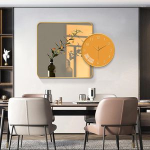 Wall Clocks High-end Restaurant Decoration Table Light And Shadow Healing Tie Clock Living Room Still Life Mural
