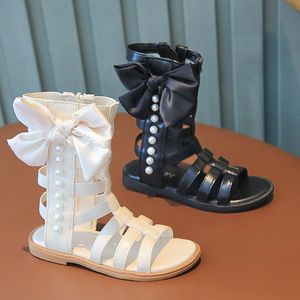 Sandaler 2023 Summer Fashion Cut Out Girl's Big Bow Children's Roman Open Toe High Top Shoes Kids 230601