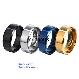 Band Rings 8mm Matt Stainless Steel Simple Design Plain Titanium Rings Gold Tone Silver Plated Black Blue Rings Men Woman Jewelry Gift J230602
