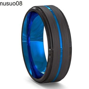 Designer Ring Band Rings Classic Men's 8Mm Black Tungsten Wedding Rings Double Groove Beveled Edge Brick Pattern Brushed Stainless Steel Rings For Men Fashion 729