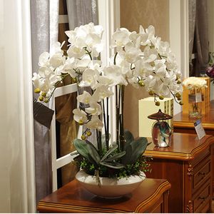Garden Decorations Latex Artificial PU Real Touch Hand Feeling Orchid Arrangement Bonsai Flower No Vase Luxious Bouquet Large Size 230601