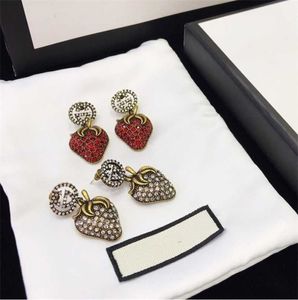 projektant biżuterii Bransoletka Naszyjnik Wysokiej jakości kolę 925 Sterlin Diamond Studded Peach Heart Strawberry Proste kolczyki