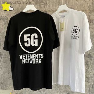 Erkek Tişörtleri Yaz Klasik Klasik Black White 5g Ağ Baskı Vetements T-Shirts Erkek Kadın Sokak Giysesi Moda Büyük Boy VTM Tee TOP TAG T230602