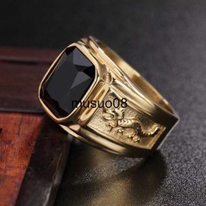 Band Rings FDLK New Golden Dragon Gold Color Man AAA Wedding Ring Big Men 6-15 Retro Jewelry J230602