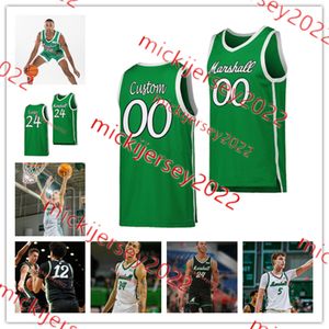 Andy Tonkovich Tamar Slay Marshall Maglia da basket Custom Stitched Mens Youth 3 Damier Pitts 11 Ajdin Penava Marshall Thundering Herd Maglie