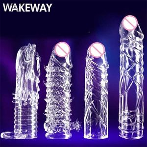 Erwachsene Produkte Wakeway 4 Arten verdicken Penis vergrößern Hülse wiederverwendbare Cock Extender Verzögerung Ejakulation für Männer Intimwaren L230518