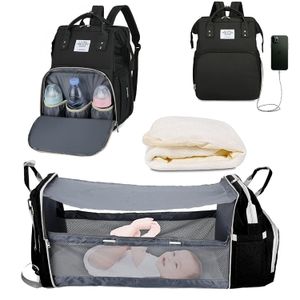 Diaper Bags Portable Crib Nappy Backpack Bag Mummy Large Maternity For Baby Multifunction Waterproof Outdoor Travel 230601