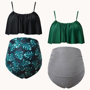 Roupas de banho para gestantes Conjunto de biquíni tanquíni para gestantes Tops com babados de verão Shorts de cintura alta para grávidas Fatos de banho femininos 230601