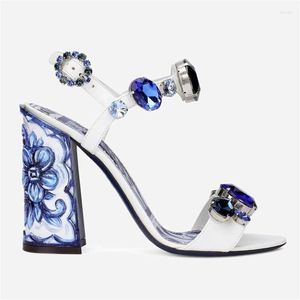 Rhinestone Ladies Flower Sandals 20701 High Heel Round Toe Platform Fashion Party Shoes 10CM Women Pumps 1250