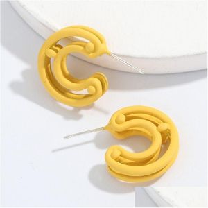 Stud Cshaped Earring for Women Fashion MTI Layed Candy Color Metal Earrings Party SMycken Drop Delivery Dh6bi