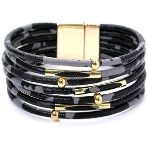 Charm Armband Luxury Leopard Leather for Sexy Women Fashion Bangles Elegant Mtilayer Wide Wrap Armband Smyckespresent Drop Delivery DHWTB