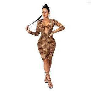 Casual Dresses Autumn Winter Women Sexy Leopard Long Sleeve Slim Bodycon Dress Ladies Party Festival Outfits Plus Size Gothic