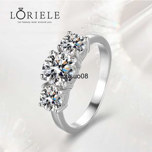 Bandringar Loriele White Gold 4/2CT Moissanite Ring for Women Sparkling Lab Grown Diamond Wedding Band S925 Solid Silver Jewelry Wholesale J230602