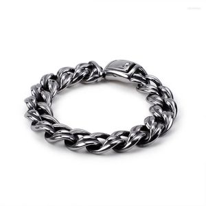 Braccialetti a maglie Catena cubana in acciaio inossidabile Homme Chiusura pieghevole Colore argento Hip Hop Rock Braccialetti da uomo Gioielli da regalo per feste