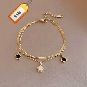 Novas pulseiras de aço inoxidável estrela concha 14 quilates banhadas a ouro preenchidas dupla cadeia de osso de cobra pulseiras femininas atacado