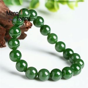 Chain Natural Hetian Jade Jasper Elastic Bracelet Charms Luxury Fine Jewelry Couple Personalized Beaded Bangle Men Women Holiday Gifts 230602