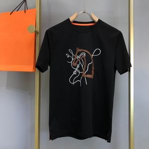 Herren-T-Shirts, Pferdekopf-Aufdruck, Design-Shirt, Buchstaben-Aufdruck, Top, T-Shirt, kurzärmlig, Baumwolle, runder Kragen, kurzärmliges T-Shirt, Stil, modische Damen-T-Shirts