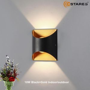 ウォールランプモダンLED Sconce Indoor Outdoor Up Down Black Goden Color Lights 10Wリビングルームベッドルーム用温かい白い照明