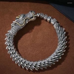 Link Bracelets Retro Handmade Hip Hop Dragon Bracelet Head Bone Scale Chain Exaggerated Men's Jewelry Accessories Gifts