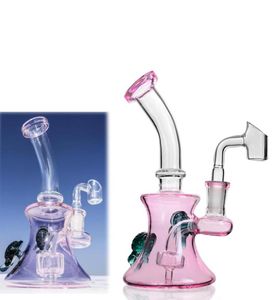 Pink Bong Heady Oil Rigs Smoke Glass Oil Burner Pipe Bubbler Recycler Dab Rigs Thick Glass Waterpipe Spiral Perc Oil Reclaim Catch3203292