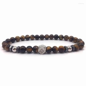 Strand 2023 Vintage Cube Armband Men Handmade Classic Tiger Eye Stone Hematite Pärla för smyckespresent