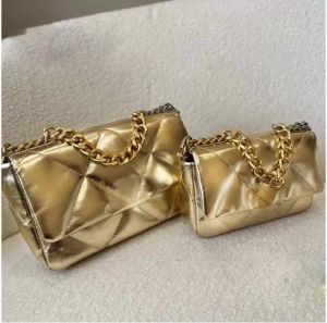 Kadın flep crossbody tasarımcı çantaları altın koyun derisi klasik el çantaları altın tonlu metal kalın el zincirleri mini totes çanta omuz çantası çanta