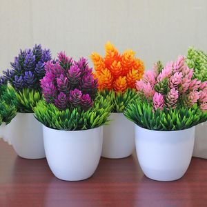 Dekorativa blommor mini konstgjorda växter bonsai små trädsimulering kruka bord krukut ornament hem dekoration el trädgård dekor hållbar