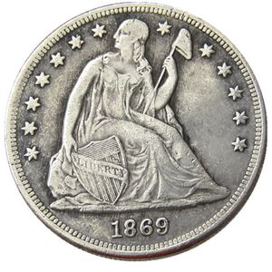 Cópia banhada a prata do dólar da liberdade de 1869 com sede dos EUA