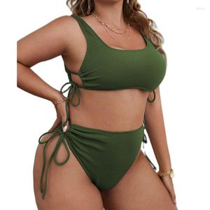 Roupa de banho feminina sexy maiô para mulheres 2023 moda cordão de duas peças maiô separado cintura alta plus size praia