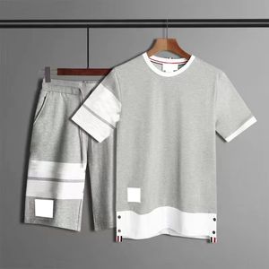 IT-THOM męskie koszulki czysty brąz duży rozmiar M-4XL Loopback Jersey dzianina zaprojektowana letnia odzież w paski bluza pulower z okrągłym wycięciem pod szyją G3