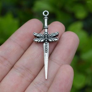 Pendanthalsband 10st Vintage Zinc Eloy Dragonfly Dagger Diy för halsbandsarmband smyckespresent