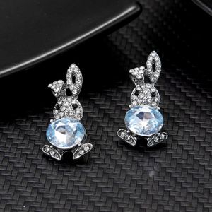 2023 New Korean Zircon Rabbit Stud Women Cute Animals opal Crystal Earrings Fashion Elegant Jewelry Party Gift G230602