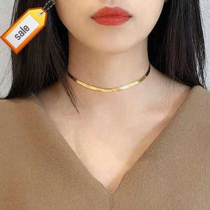 MICCI Wholesale Custom Waterproof Stainless Steel Jewelry PVD 18K Gold Plated jewelry Soft Flat Herringbone Snake Chain Necklace