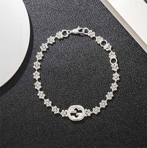 designer de joias pulseira colar anel floco de neve de alta qualidade pulseira esterlina casal entrelaçado contas redondas flor de ameixa enfeite de mão feminino