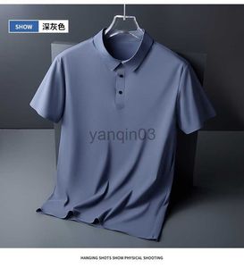 メンズTシャツアイスシルクトレースレスTシャツメンズライトビジネスソリッドカラーハーフスリーブトップシルクスムーズ通気路帯のないポロシャツJ230602