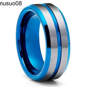 Designer Ring Band Rings Classic Men's 8Mm Black Tungsten Wedding Rings Double Groove Beveled Edge Brick Pattern Brushed Stainless Steel Rings For Men Fashion 839